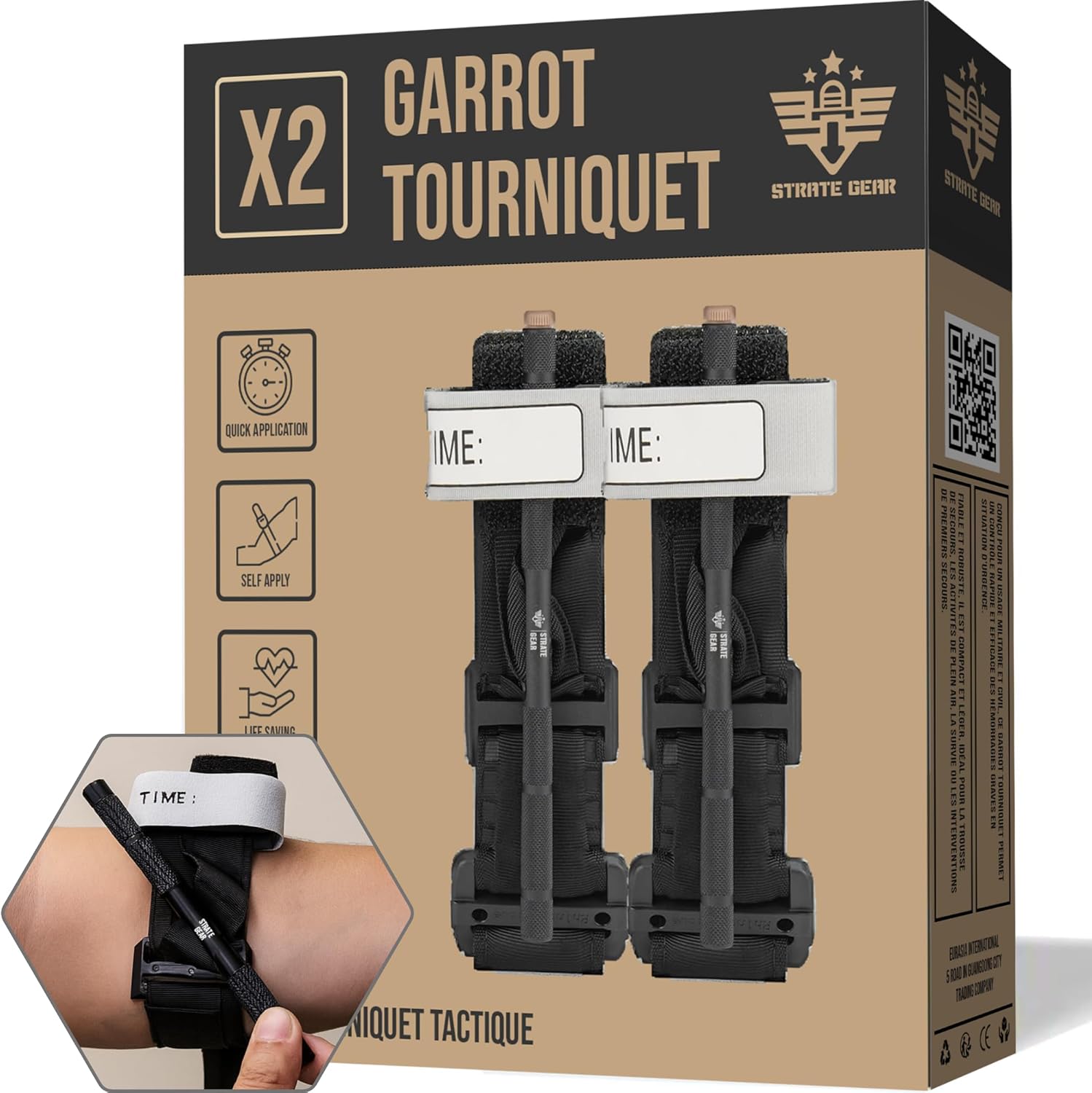 Garrot Tourniquet Tactique à Tige Métal — Pack x2